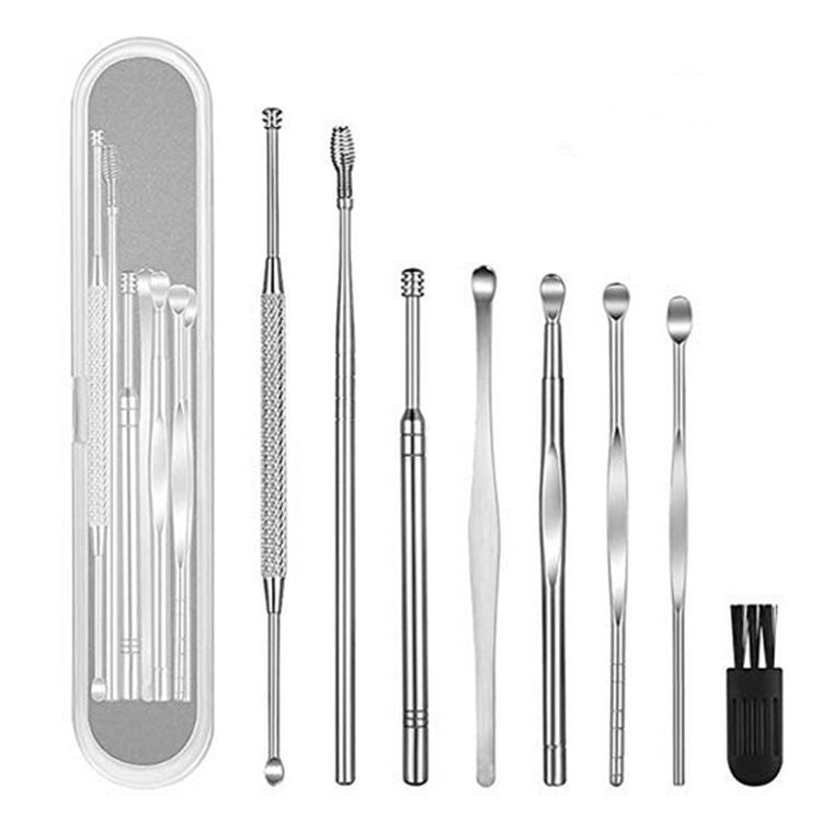 Ear Wax Cleaning Tool Set (8 piece) - Ear Wax Remover Cleaner - Premium Stainless Steel