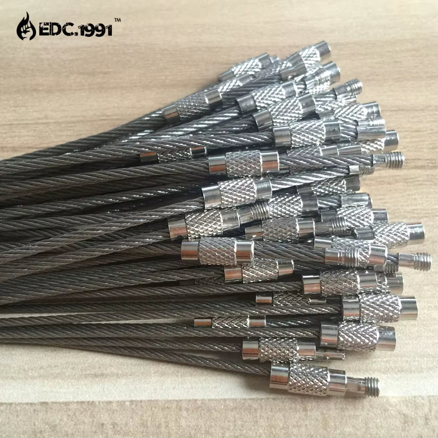 5-Piece Outdoor Camping EDC Gear: Multifunctional Stainless Steel Wire Rope Key Ring Set