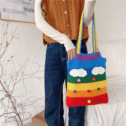 Rainbow Knitted Bag - Available in 2 Sizes