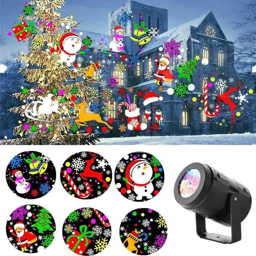 Christmas LED Projector Light – 16 Rotating Holiday Patterns for Outdoor & Indoor Displays ✨