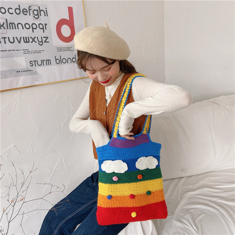 Rainbow Knitted Bag - Available in 2 Sizes