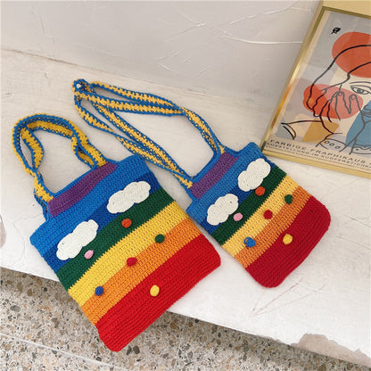 Rainbow Knitted Bag - Available in 2 Sizes