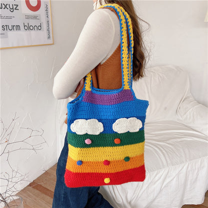 Rainbow Knitted Bag - Available in 2 Sizes