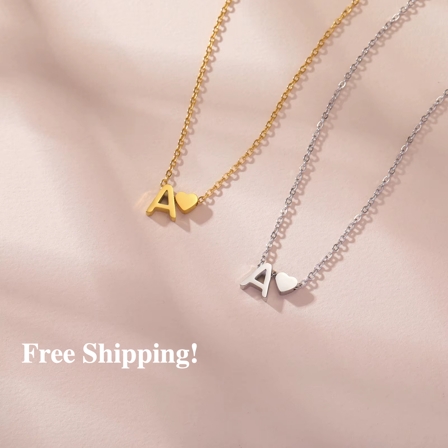 Initial Letter Mini Heart Pendant Necklace for Women Stainless Steel A-Z Alphabet Choker Chain Jewelry Christmas Gift