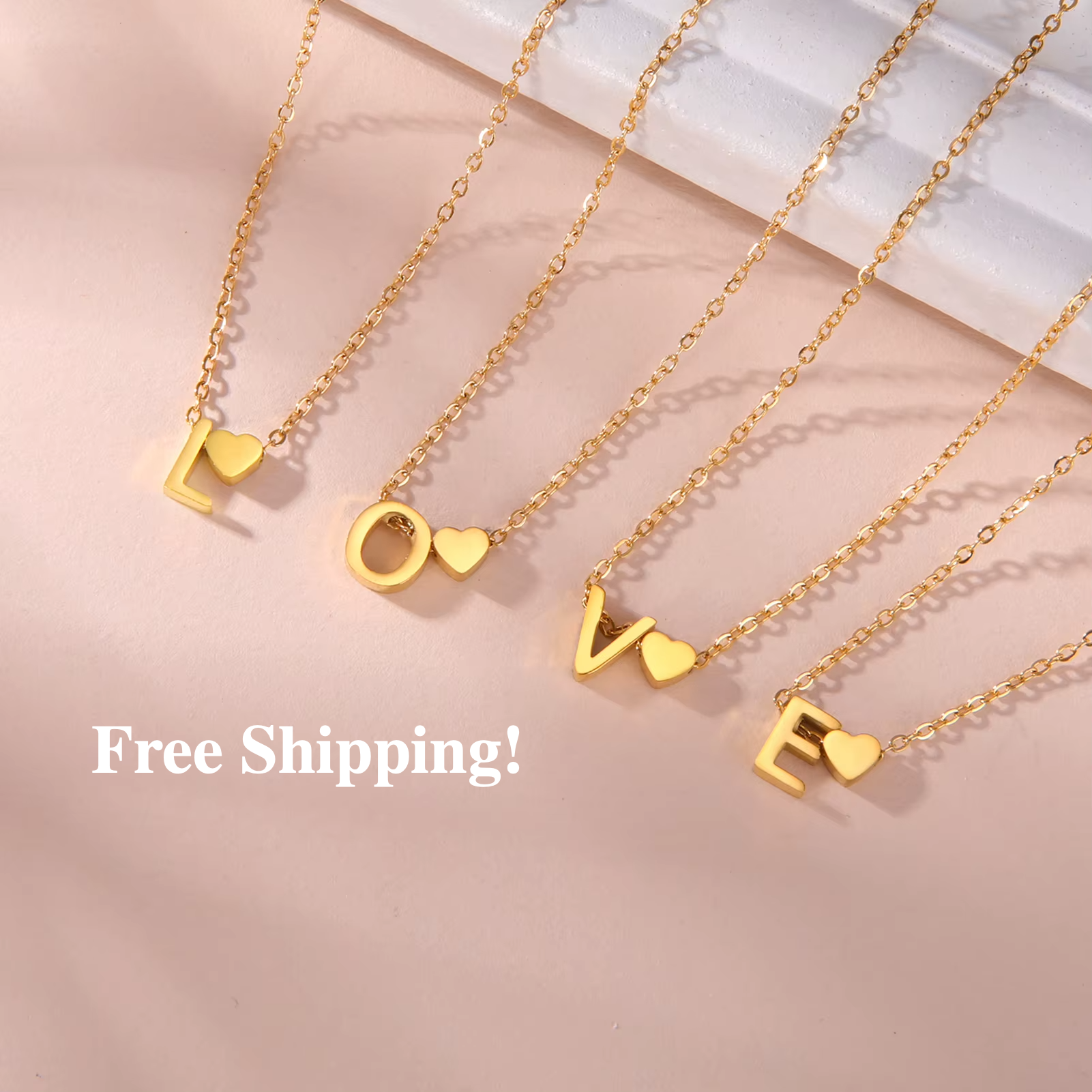 Initial Letter Mini Heart Pendant Necklace for Women Stainless Steel A-Z Alphabet Choker Chain Jewelry Christmas Gift
