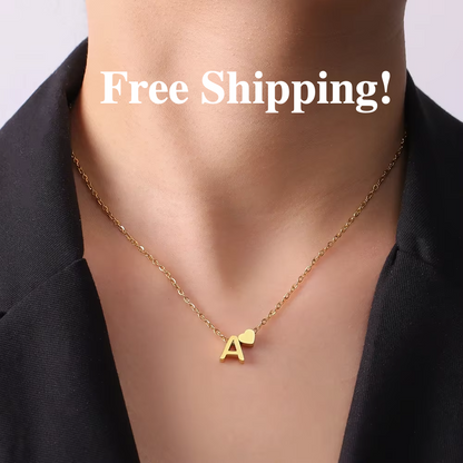 Initial Letter Mini Heart Pendant Necklace for Women Stainless Steel A-Z Alphabet Choker Chain Jewelry Christmas Gift