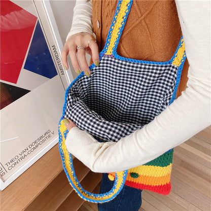 Rainbow Knitted Bag - Available in 2 Sizes