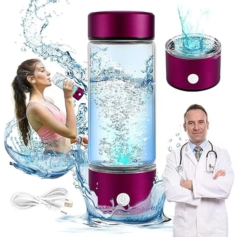 Hydrogen Water Bottle,1200Pbb Portable Hydrogen Water Ionizer Machine, Hydrogen Water Generator Glass Health Cup for Home Travel