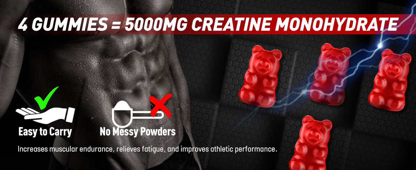 5000mg Creatine Monohydrate Gummies - 5g Amino Acid Gummies - Magnesium Gummies - Pre Workout Gummies + Lions Mane Coffee