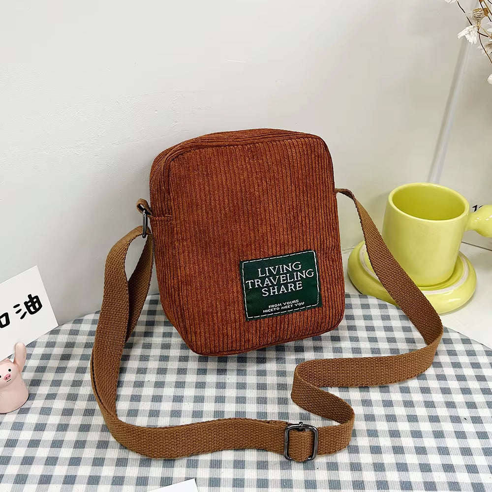 Crossbody Messenger Bag Shoulder Bags Ladies Casual Handbag for Women Handbags Bolsos Mochilas Corduroy Brown