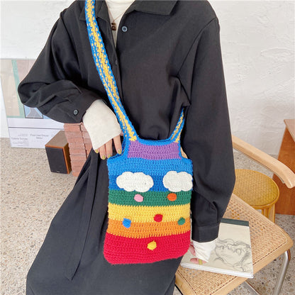 Rainbow Knitted Bag - Available in 2 Sizes