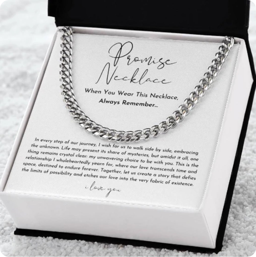 Chain Necklace in Gift Box with Special Promise Message - Perfect Gift