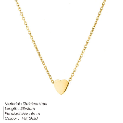 Women's Minimalist Heart Necklace – Gold, Silver or Rose Gold – Stainless Steel Choker Chain Pendant
