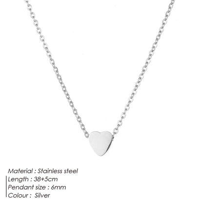 Women's Minimalist Heart Necklace – Gold, Silver or Rose Gold – Stainless Steel Choker Chain Pendant