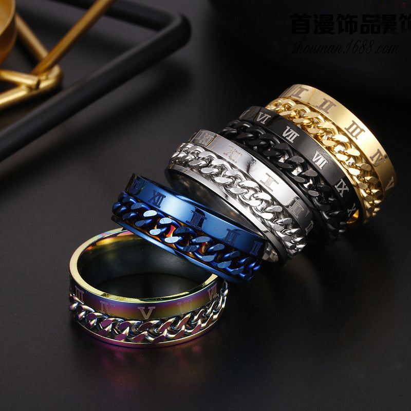 Stylish Rotatable Rings Men - High Quality Multifunctional Bottle Opener Ring Spinner Roman Numerals