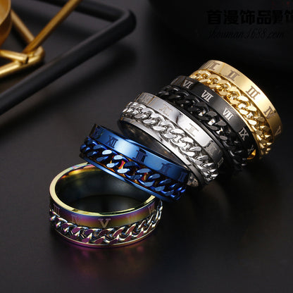 Stylish Rotatable Rings Men - High Quality Multifunctional Bottle Opener Ring Spinner Roman Numerals