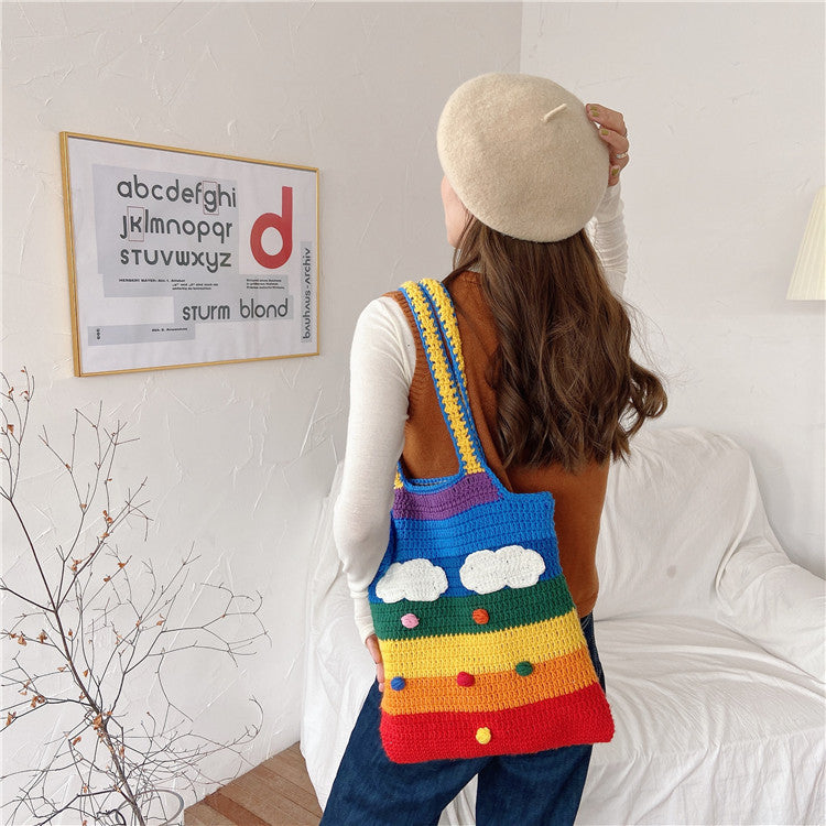 Rainbow Knitted Bag - Available in 2 Sizes