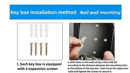 Wall Mounted Key Safe, 4 Combination Key Safe Outdoor Security Key Lock Box