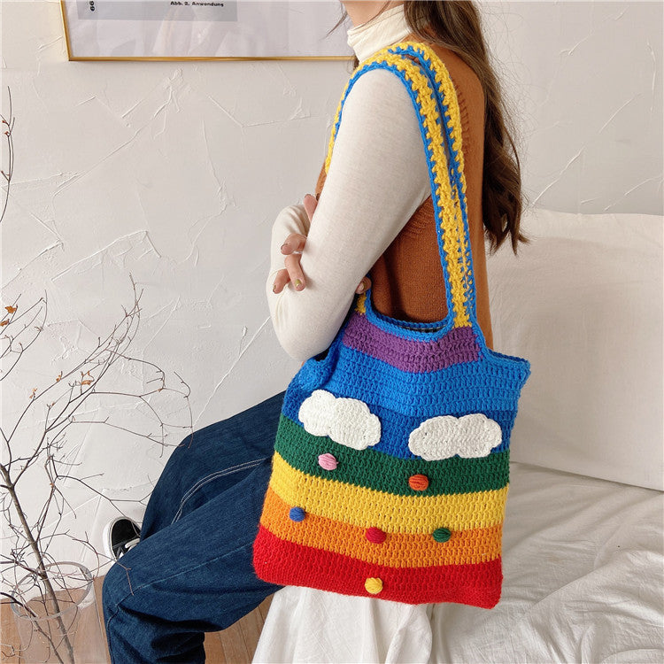 Rainbow Knitted Bag - Available in 2 Sizes