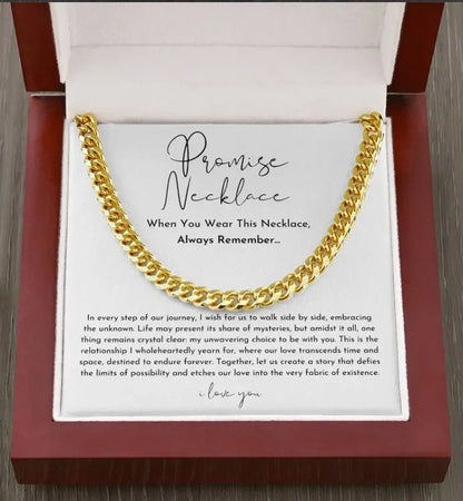 Chain Necklace in Gift Box with Special Promise Message - Perfect Gift