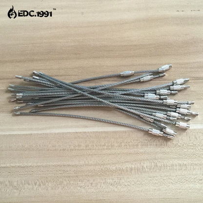 5-Piece Outdoor Camping EDC Gear: Multifunctional Stainless Steel Wire Rope Key Ring Set