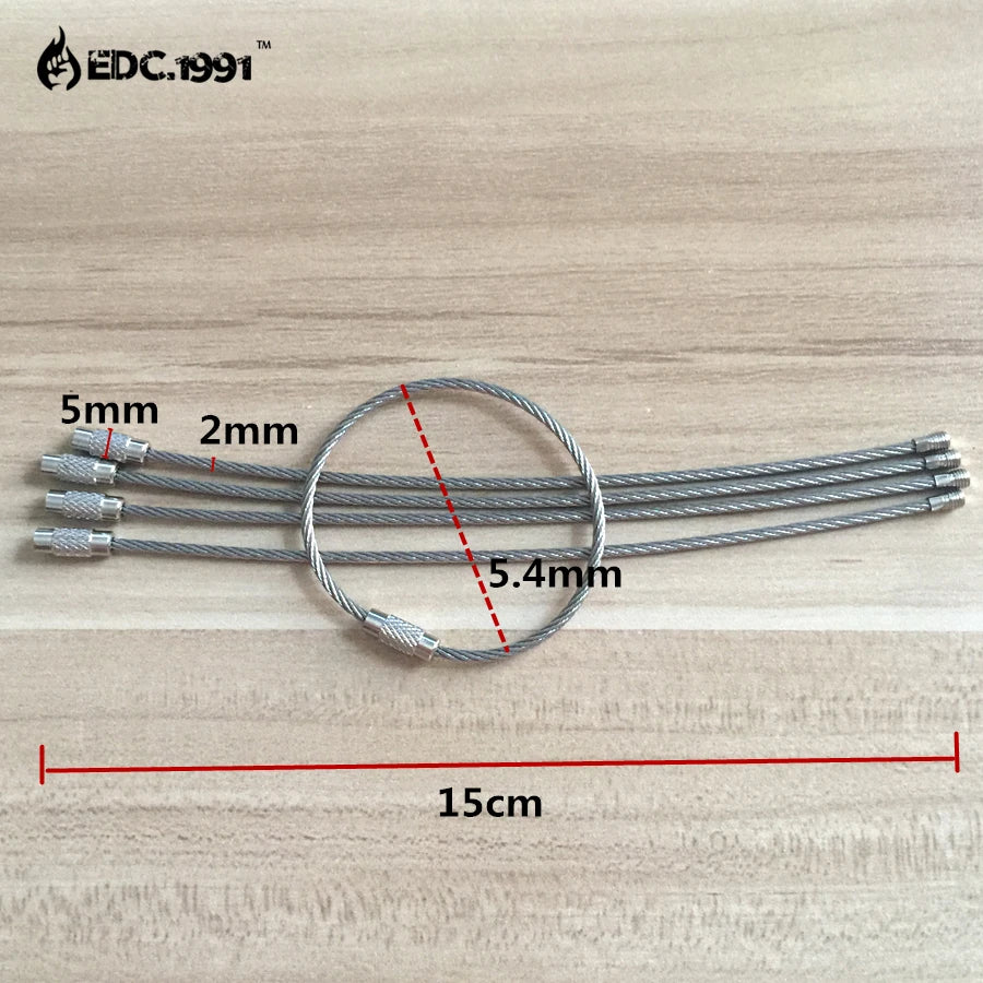 5-Piece Outdoor Camping EDC Gear: Multifunctional Stainless Steel Wire Rope Key Ring Set