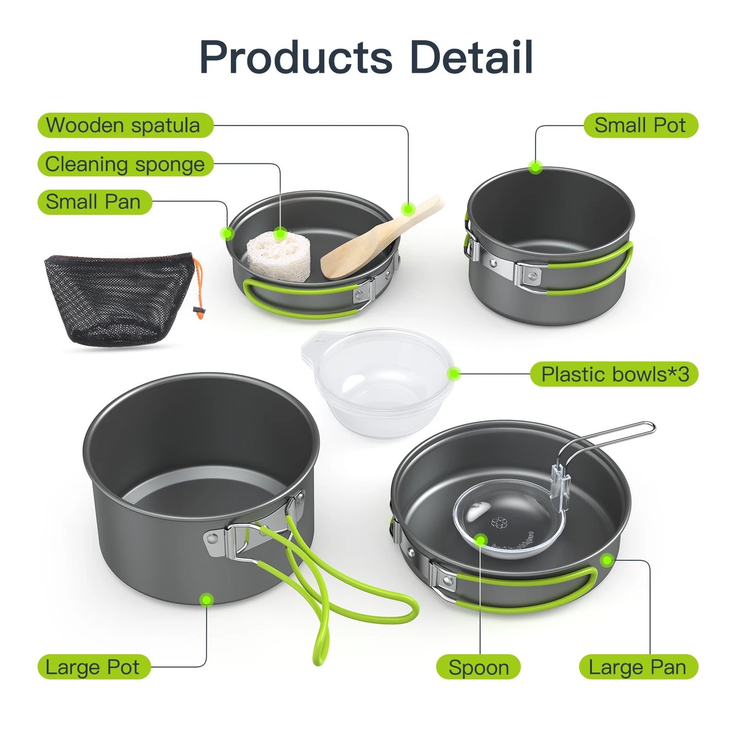 Ultimate Portable Camping Cookware Set - Lightweight Aluminum Cookset for Hiking, BBQ, and Picnics