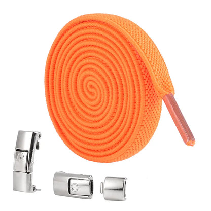 No Tie Elastic Shoelaces with Press Lock – 8mm Widened Flat Laces for Kids & Adults 👟🔒