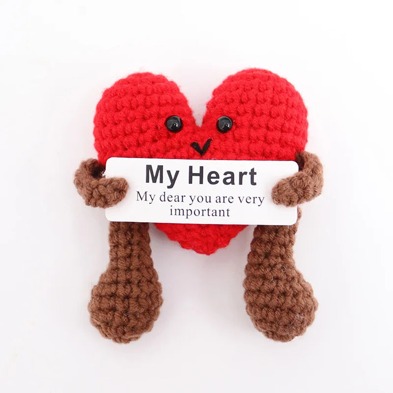 Pocket Hug New Positive Energy Potato Hug Pocket Mini Handmade Plush Wool Knitting Doll with Card