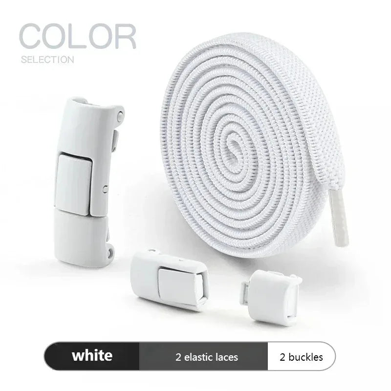 No Tie Elastic Shoelaces with Press Lock – 8mm Widened Flat Laces for Kids & Adults 👟🔒