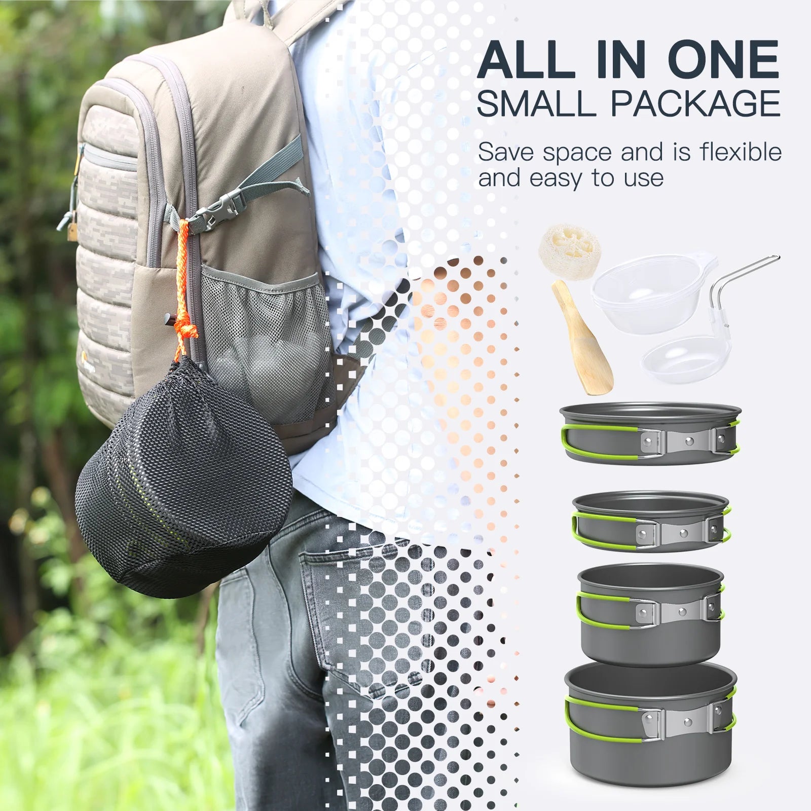 Ultimate Portable Camping Cookware Set - Lightweight Aluminum Cookset for Hiking, BBQ, and Picnics