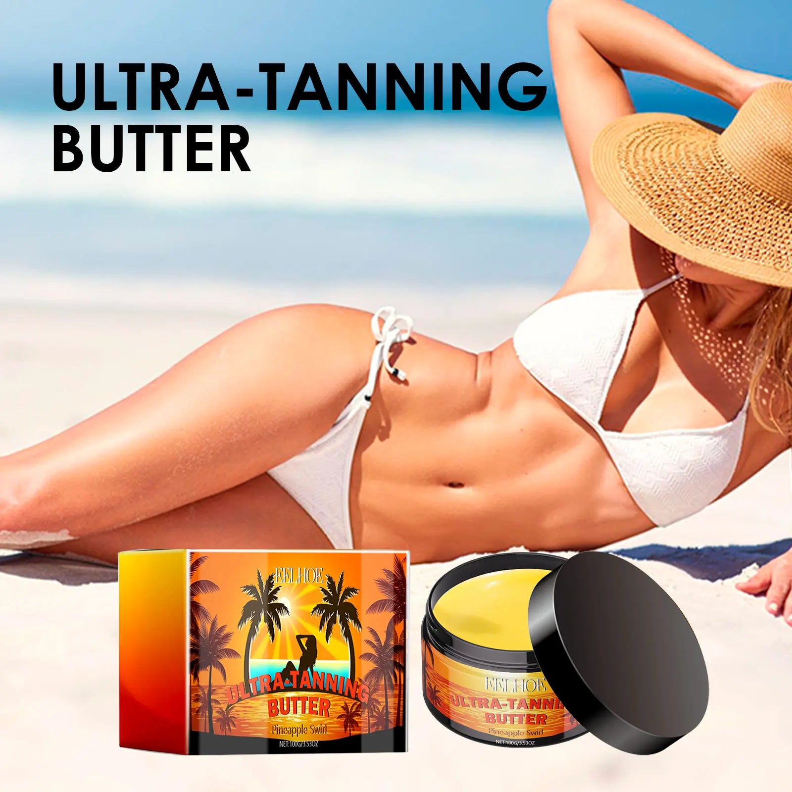 Coconut Oil Skin Tanning Gel Long Lasting Nourishing Absorbing Sunlight for Bronze Self Tan - 100g Gels