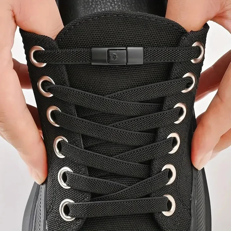 No Tie Elastic Shoelaces with Press Lock – 8mm Widened Flat Laces for Kids & Adults 👟🔒