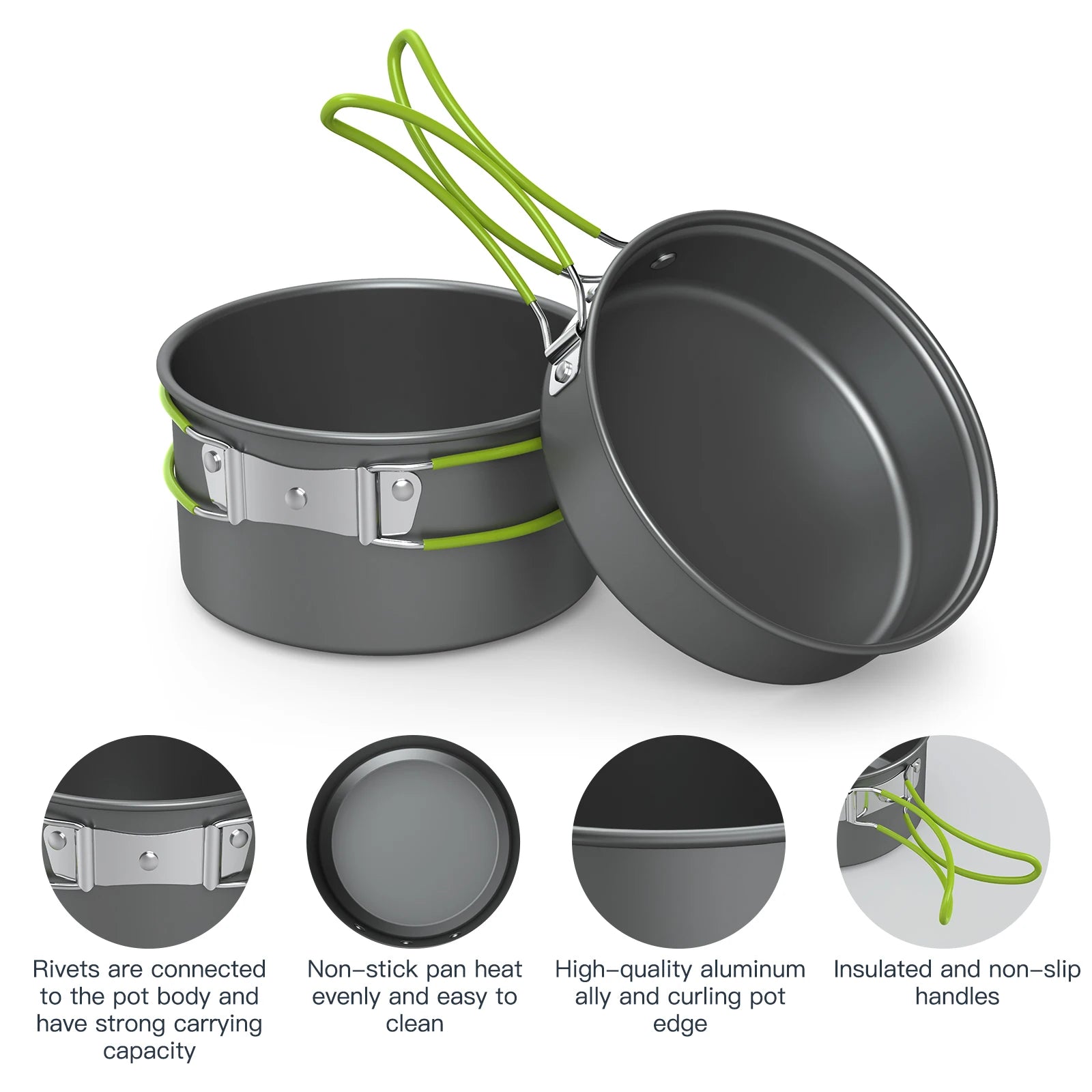 Ultimate Portable Camping Cookware Set - Lightweight Aluminum Cookset for Hiking, BBQ, and Picnics