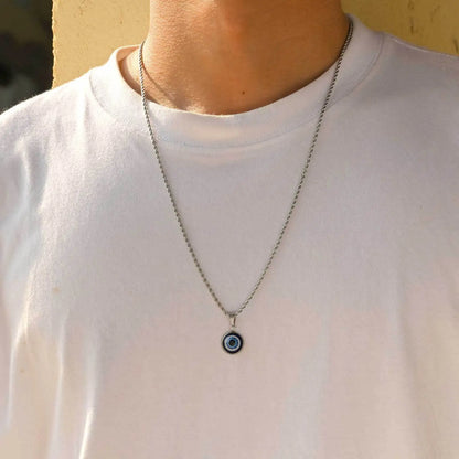 Evil Eye Pendant Necklace – Waterproof Stainless Steel with Twisted Chain