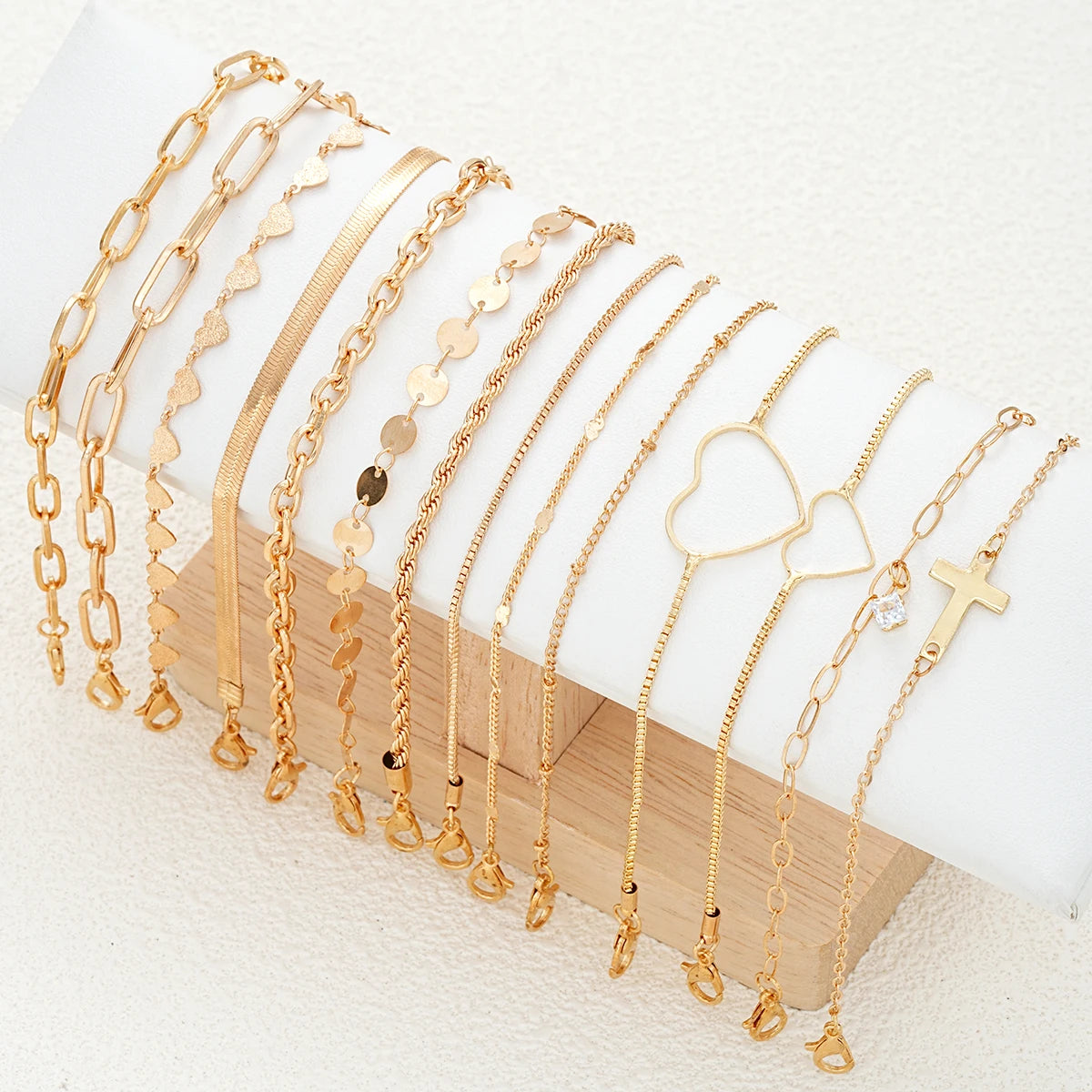 Gold  Bracelet Sets (3,4,6 & 14 Packs) Boho Retro Twist Chain Bracelet for Women New Trendy High Quality Jewellery Gifts