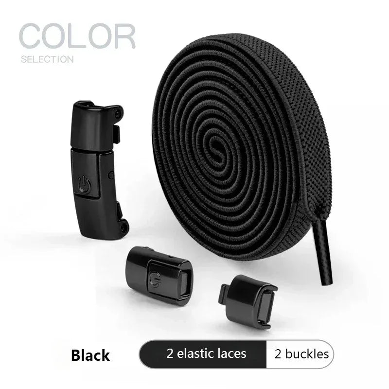 No Tie Elastic Shoelaces with Press Lock – 8mm Widened Flat Laces for Kids & Adults 👟🔒