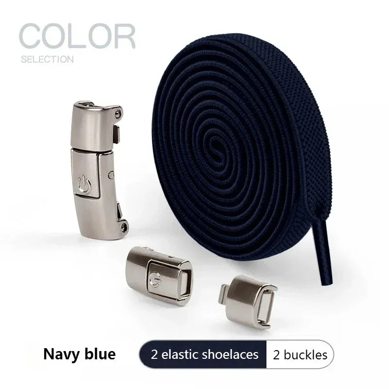 No Tie Elastic Shoelaces with Press Lock – 8mm Widened Flat Laces for Kids & Adults 👟🔒