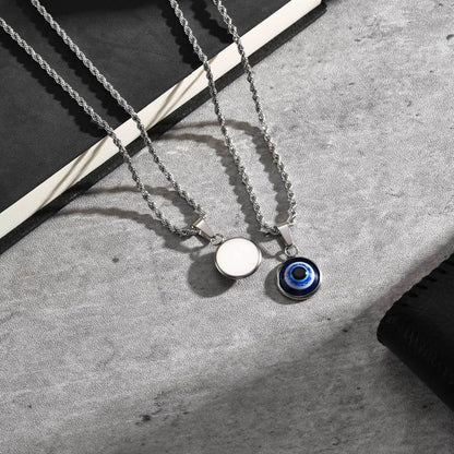 Evil Eye Pendant Necklace – Waterproof Stainless Steel with Twisted Chain