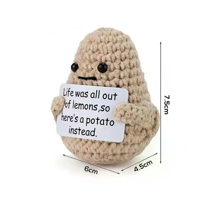 Pocket Hug New Positive Energy Potato Hug Pocket Mini Handmade Plush Wool Knitting Doll with Card