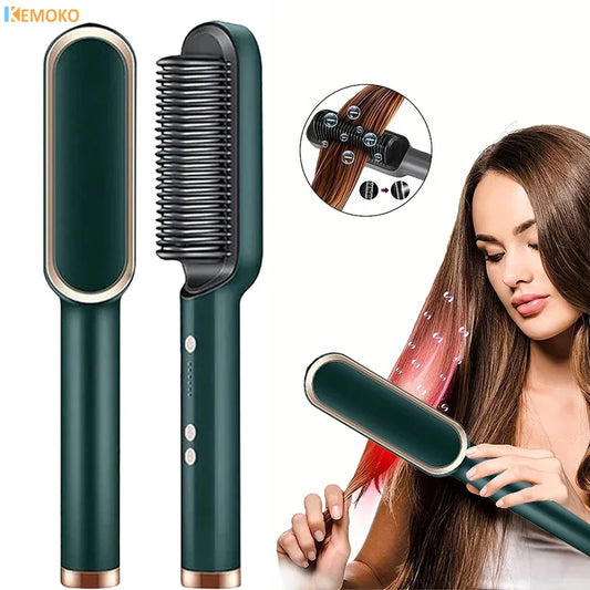 3-in-1 Heated Hair Straightening Comb with Negative Ion Technology