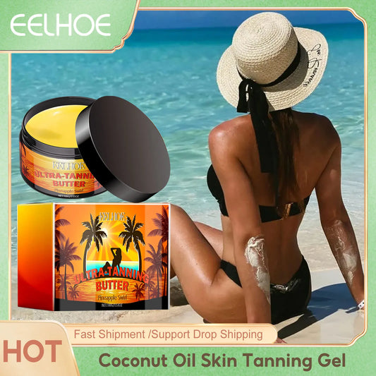Coconut Oil Skin Tanning Gel Long Lasting Nourishing Absorbing Sunlight for Bronze Self Tan - 100g Gels