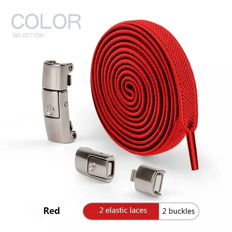 No Tie Elastic Shoelaces with Press Lock – 8mm Widened Flat Laces for Kids & Adults 👟🔒