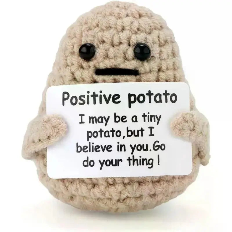 Pocket Hug New Positive Energy Potato Hug Pocket Mini Handmade Plush Wool Knitting Doll with Card