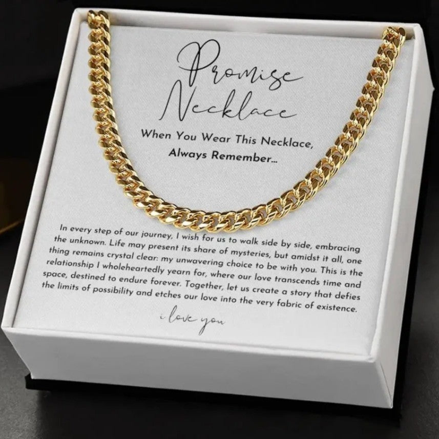 Chain Necklace in Gift Box with Special Promise Message - Perfect Gift