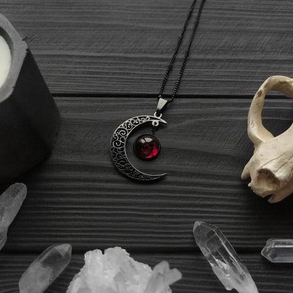 Gothic Punk Gothic Black Moon Pendant Necklace