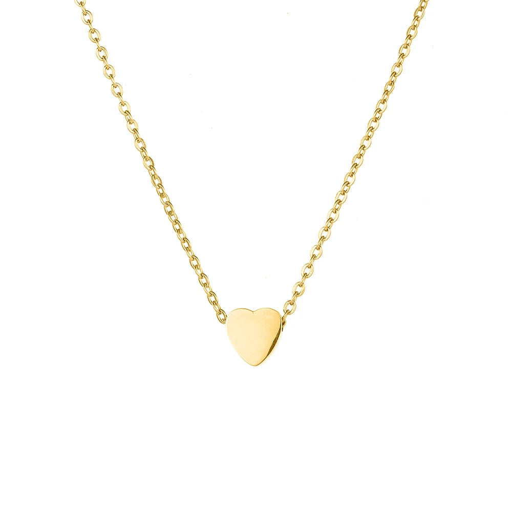 Women's Minimalist Heart Necklace – Gold, Silver or Rose Gold – Stainless Steel Choker Chain Pendant