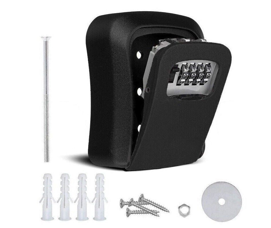 Wall Mounted Key Safe, 4 Combination Key Safe Outdoor Security Key Lock Box